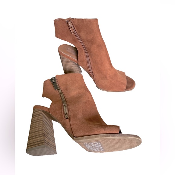 Faux Suede Peep-Toe Booties - Picture 5 of 6